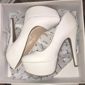 White tall high heels